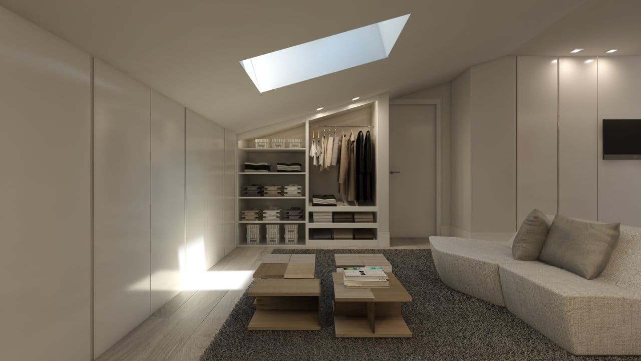 Test render ático dormitorio por GAYARRE infografia