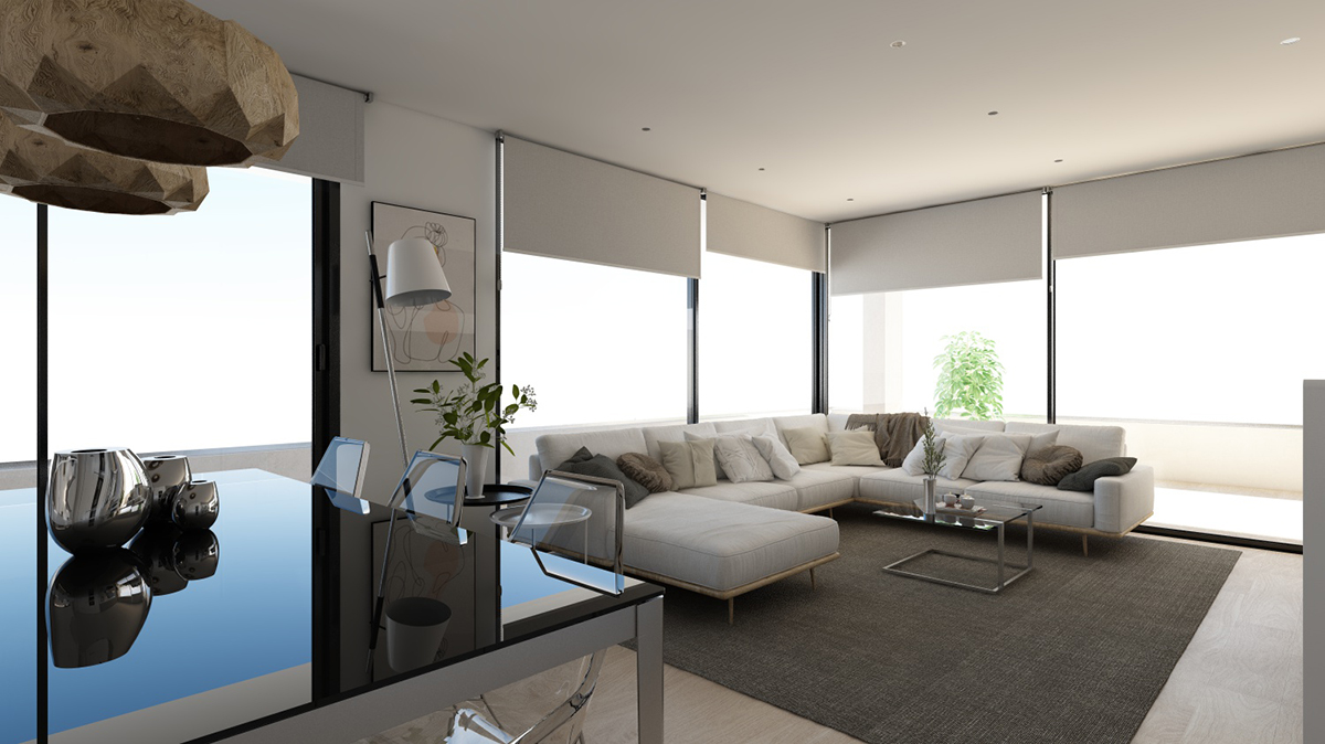 Render living room block of flats San Lazaro 3 by GAYARRE infografia