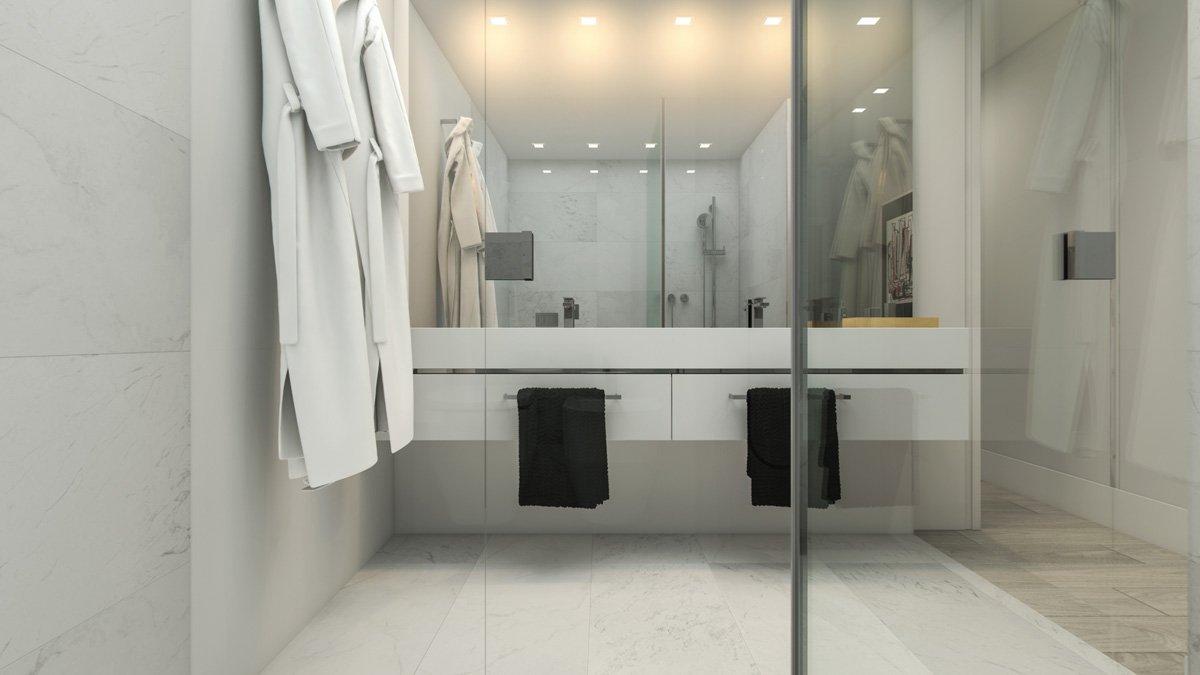 Render interior baño de A-cero architects por GAYARRE infografia