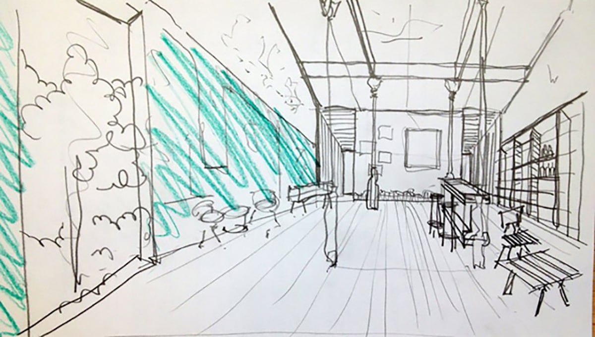 previous sketches of the restaurant scene