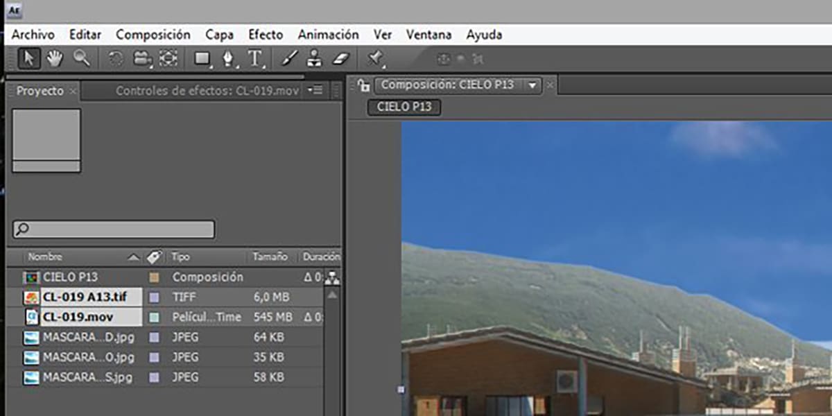 Step to insert a video footage of a sky using an alpha channel