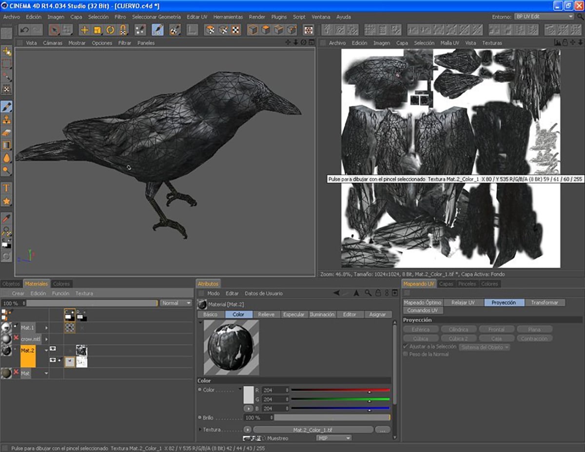 modelling and texturing a 3d bird