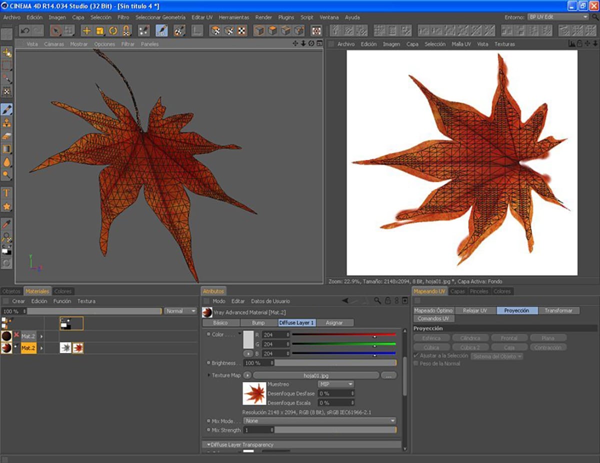 texturing a leave for render