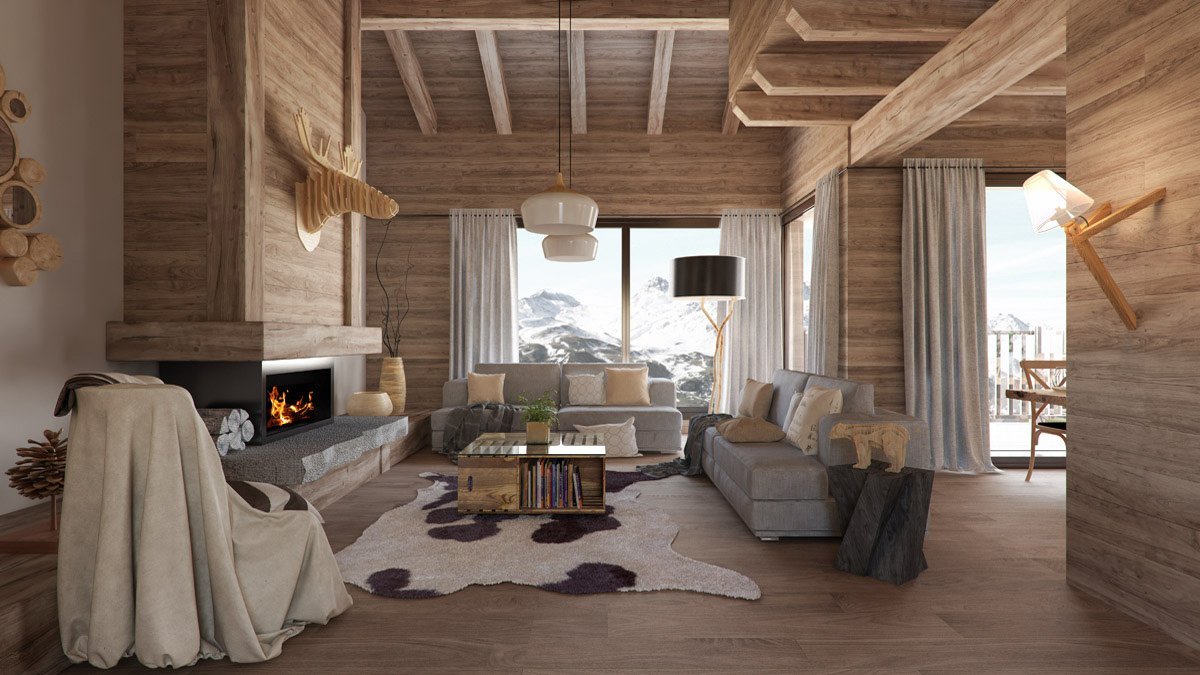 interior render of a house in the mountains by GAYARRE infografia