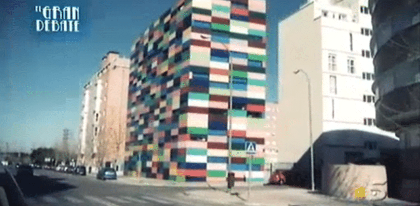 Social housing with color facades