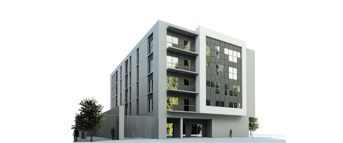 Render of a block of flats for an architectural contest by GAYARRE infografia