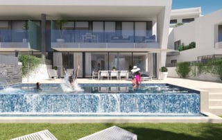 Swimming pool render image of apartment OXALIS in Cambrils by GAYARRE infografia