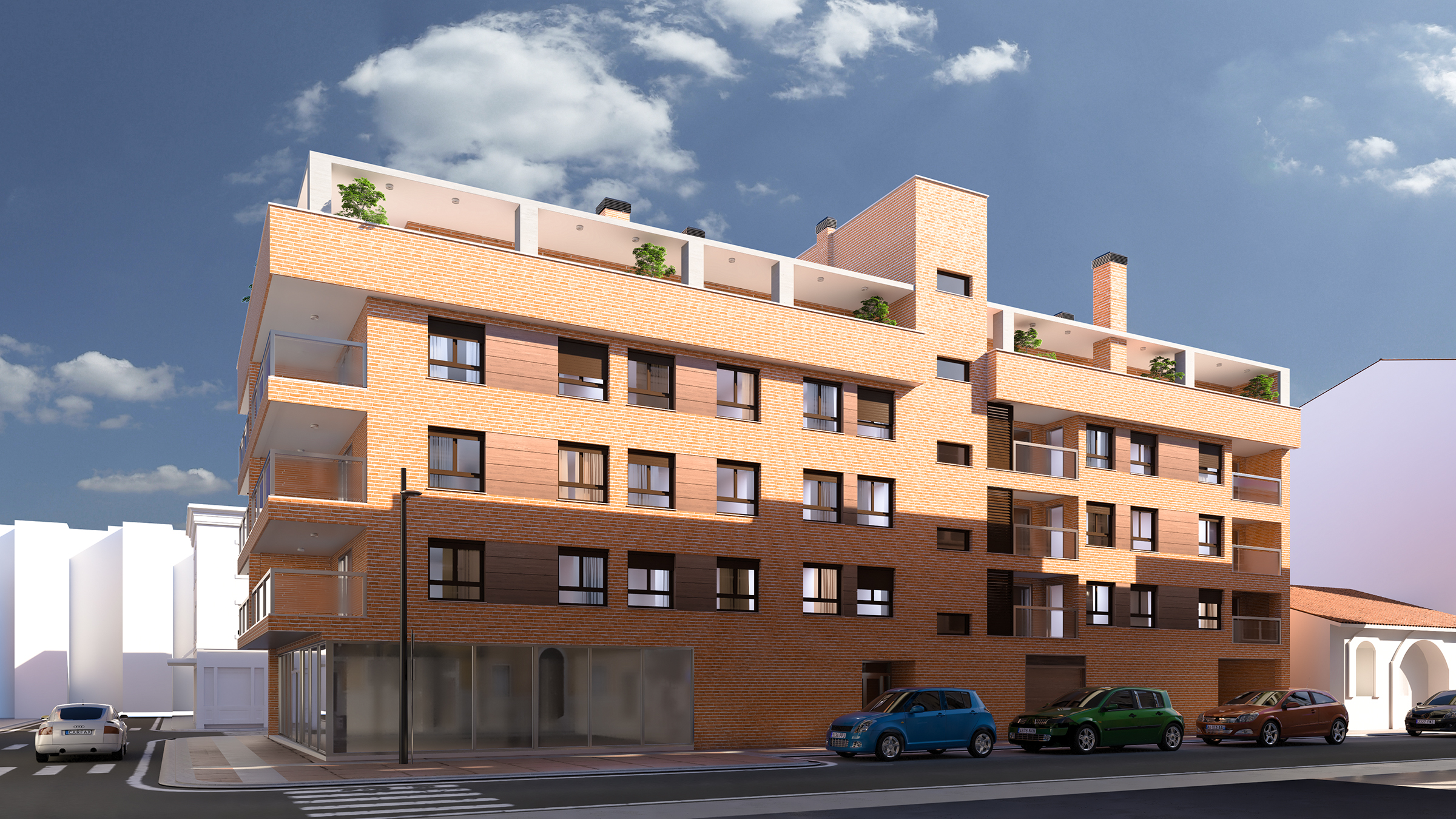 Render exterior test view block of flats at Barbastro by GAYARRE infografia