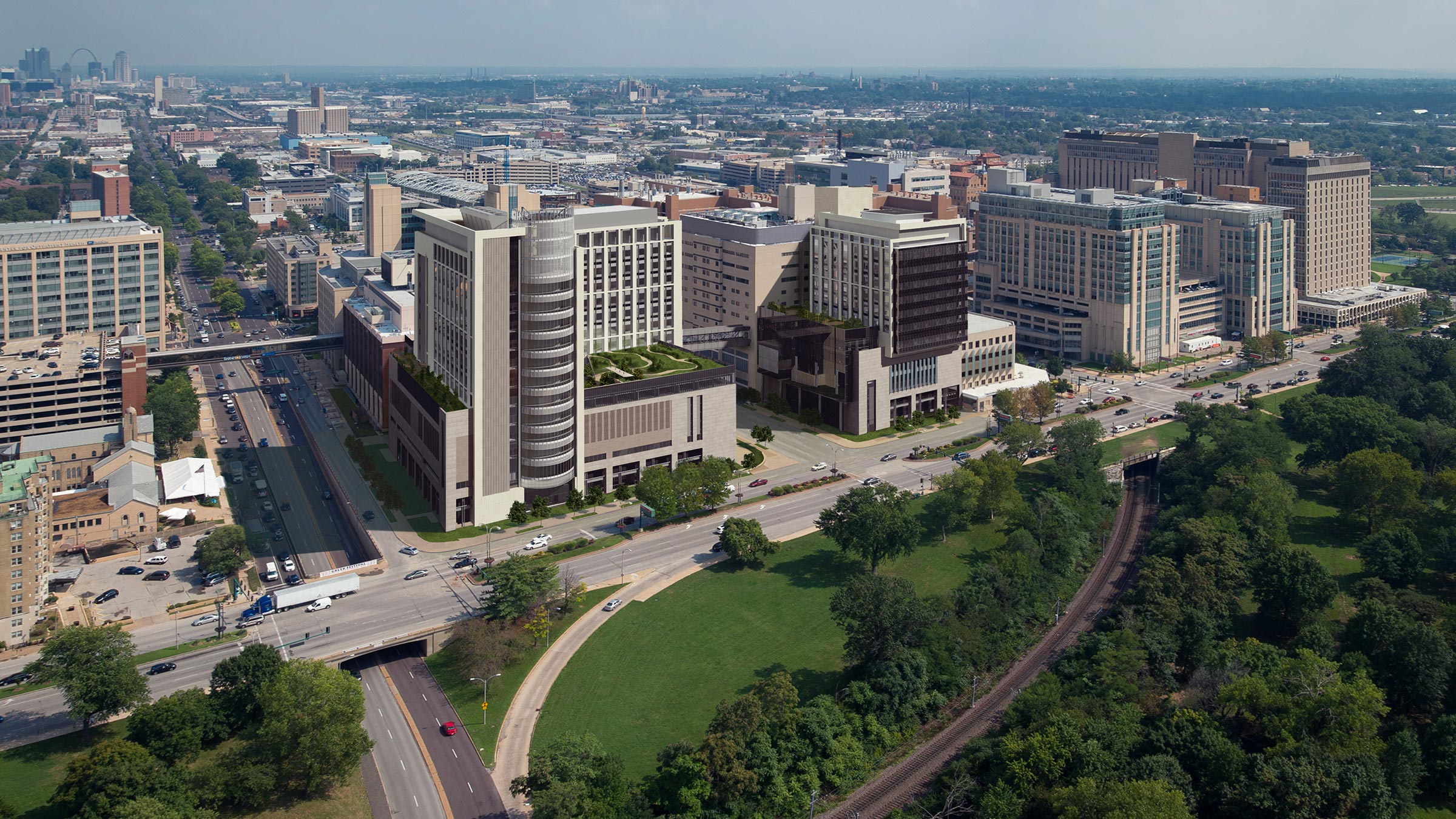 Hospital Drive by HOK aerial view St. Louis Missouri by GAYARRE infografia