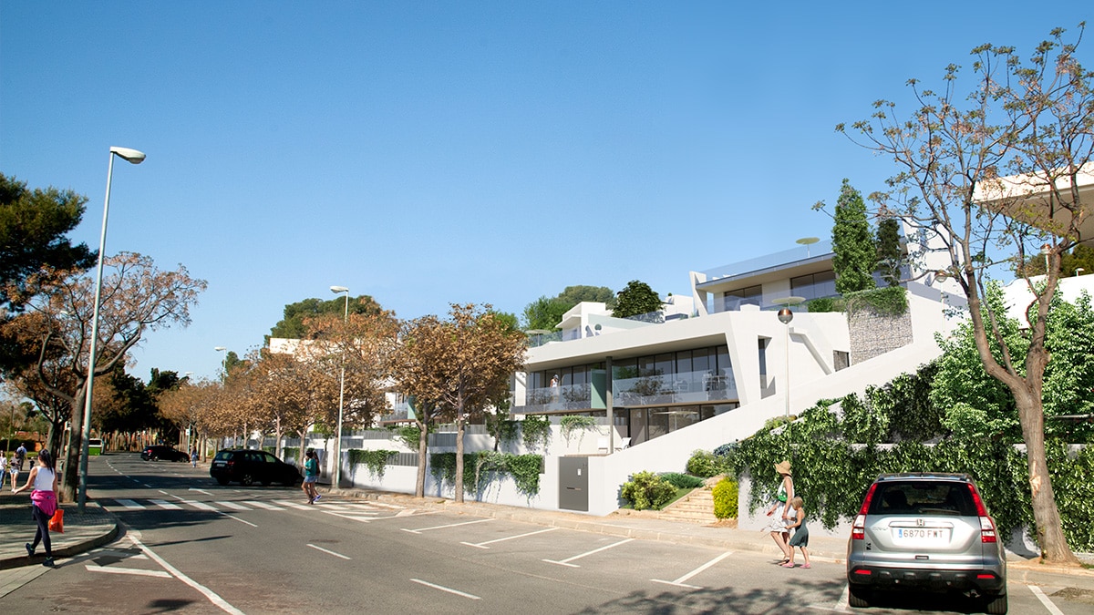Render exterior view luxury houses Oxalis at Cambrils by GAYARRE infografia