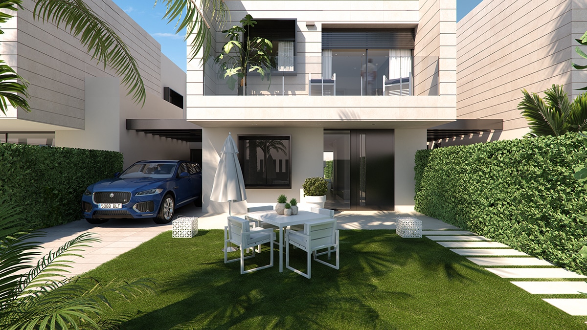 Private garden render image of apartment INSULA in Cambrils by GAYARRE infografia