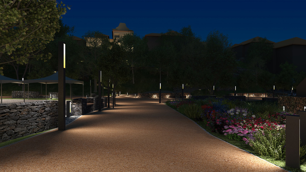 Test night render image of urban park in Comillas by GAYARRE infografia
