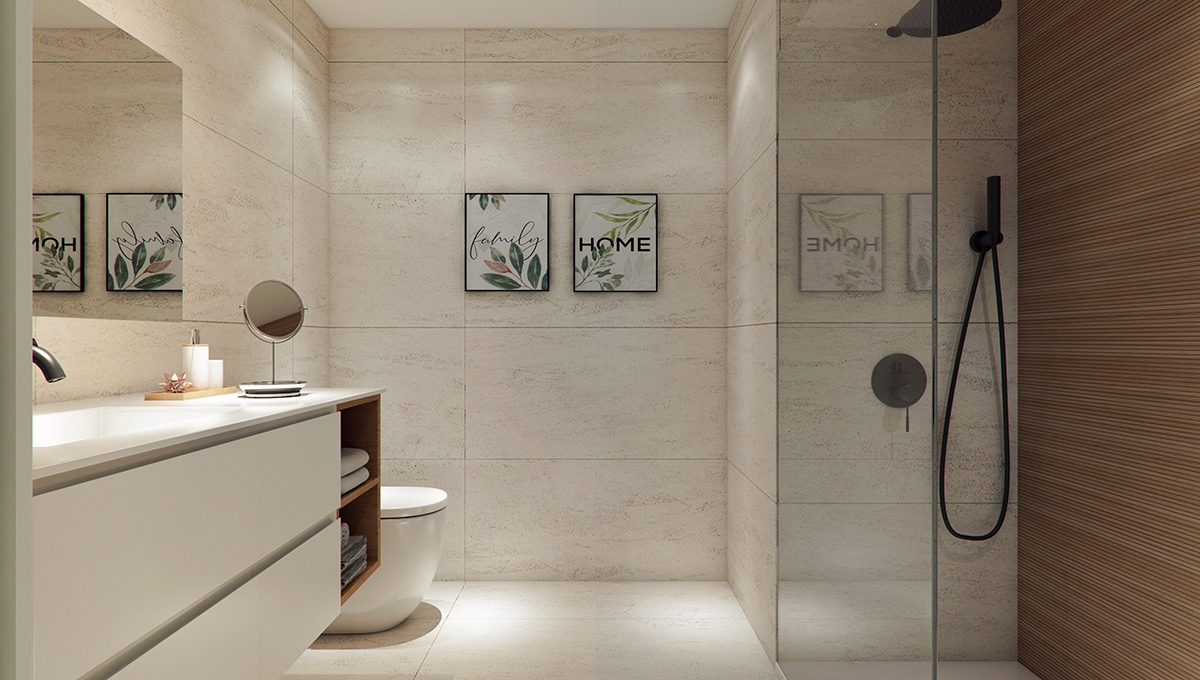 Interior render view of the bathroom