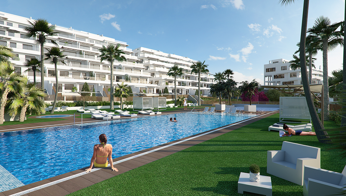 Exterior render view of the swimming pool