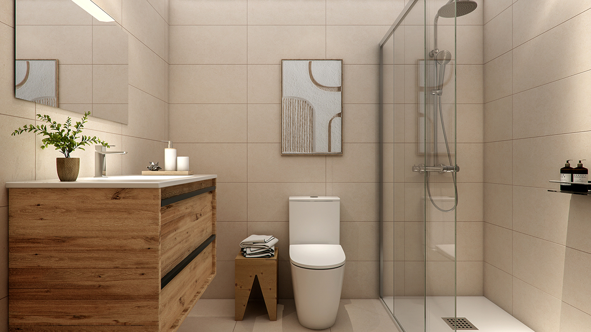 Interior render of the bathroom